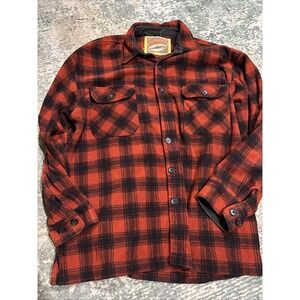 Juneau Buffalo Plaid Shirt Jacket Shacket Red Black Mens Medium